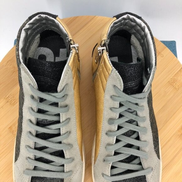 P448 Black + Gold Glitter High top sneakers  purple sparkly or grey laces Size 6 - Picture 12 of 16